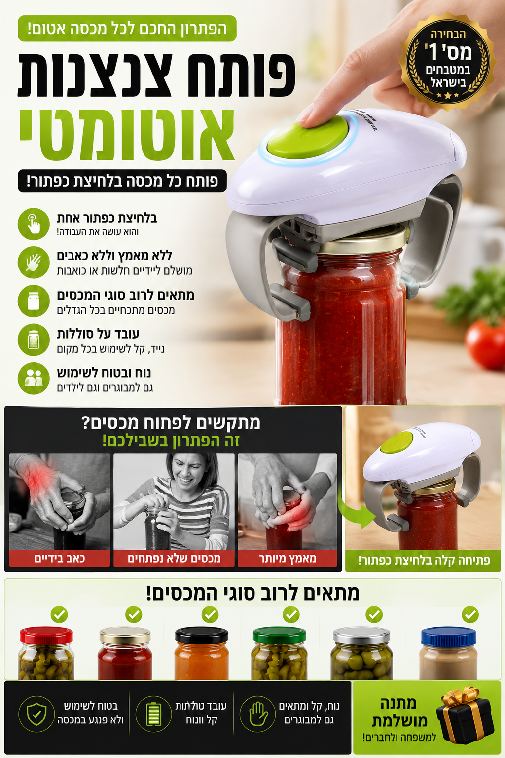 EasyOpen Pro – פותחן הצנצנות החשמלי