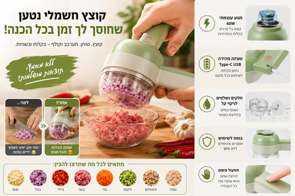 Choply – מכשיר חיתוך וטחינה חשמלי למטבח