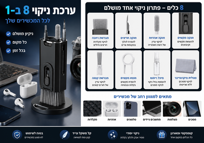 CleanPro – ערכת הניקוי 8 ב־1 לכל המכשירים שלך