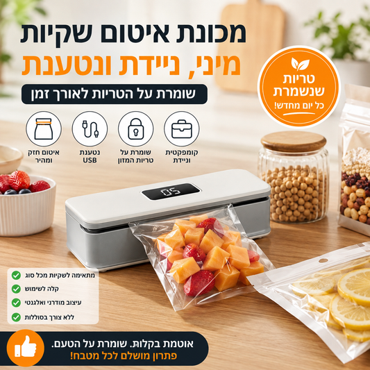 מכונת איטום שקיות נטענת – שומרת על טריות המזון